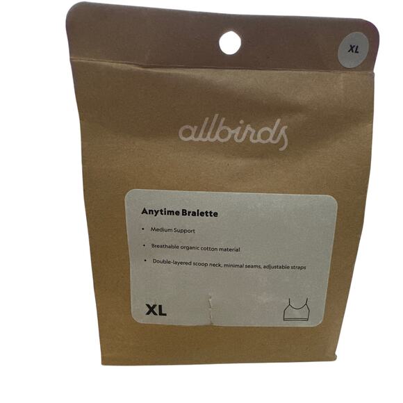 ALLBIRDS Organic Cotton Anytime Bralette Light Gray Size XL New - Picture 2 of 4